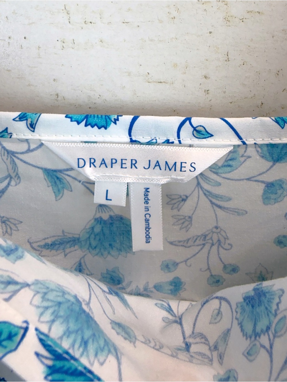 Draper James Blue White Floral Smocked Cotton Midi Dress Coastal Chic Large - Picture 11 of 12